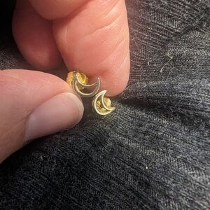 Gold Filled Moon Studs with .925 Stamped Backing